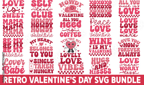 Valentine's day svg bundle. Valentine's day t-shirt design bundle,  Retro Valentine's Day SVG, Happy Valentine's Day