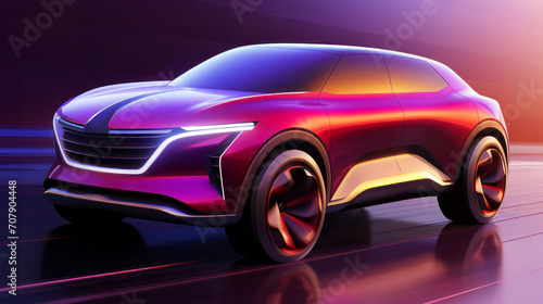 Car concept and shape study of modern SUV at ride. Postproducted generative AI illustration. © LeArchitecto