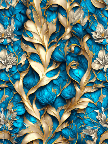 Wallpaper Mural background vector wallpaper with a pattern, leaves with flowers Torontodigital.ca