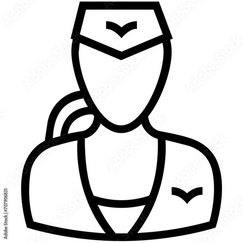 Air Hostess Line Vector Icon