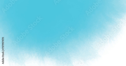 pastel sky blue background texture pattern blank space with soft puffy cloudy white center. Beautiful grunge blue background with space for making graphics design. sky blue watercolor background.