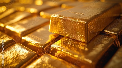 Shimmering gold bullion symbolizing wealth and a stable investment photo