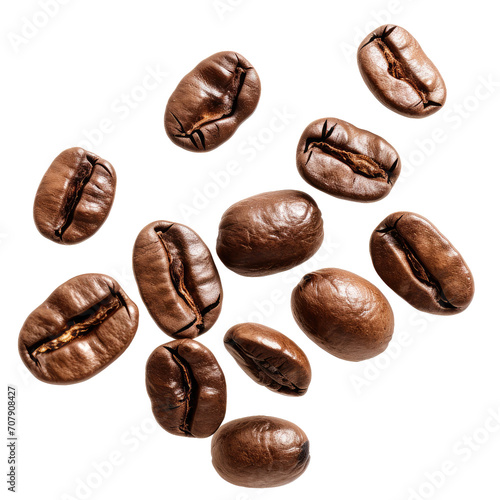 Aromatic Ensemble of Fresh Roasted Coffee Beans Piled Neatly on a transparent Background