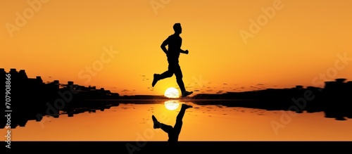 Running man silhouette in sunset time  Silhouette Man Running IN Sunset.