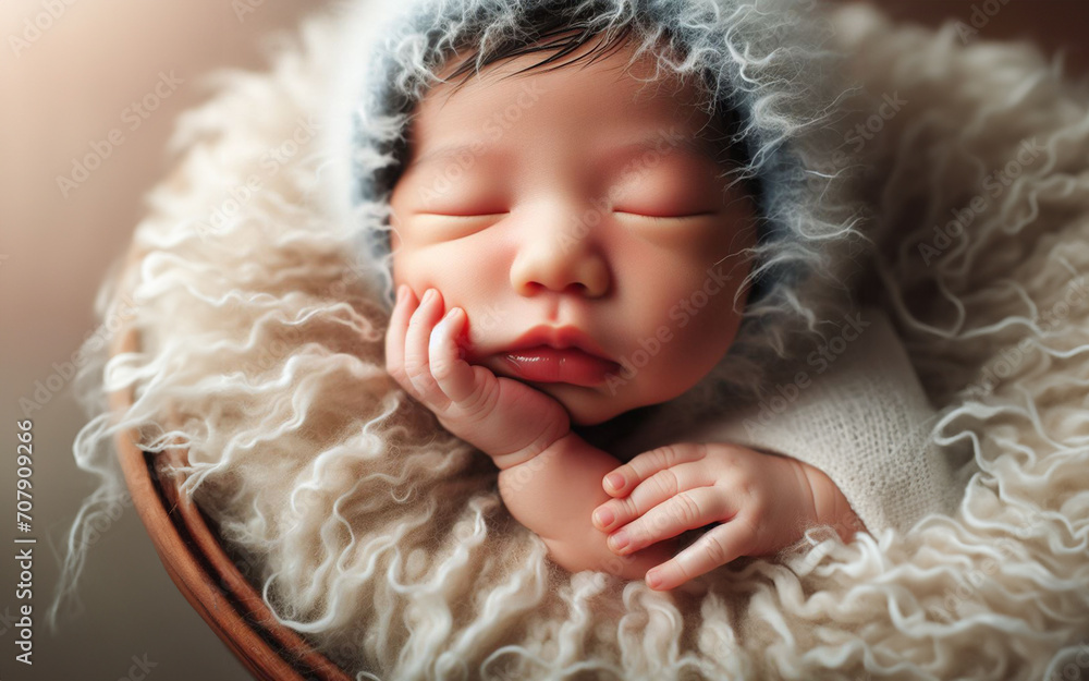 Fototapeta premium newborn baby wrapped in cloth Caring for newborn children