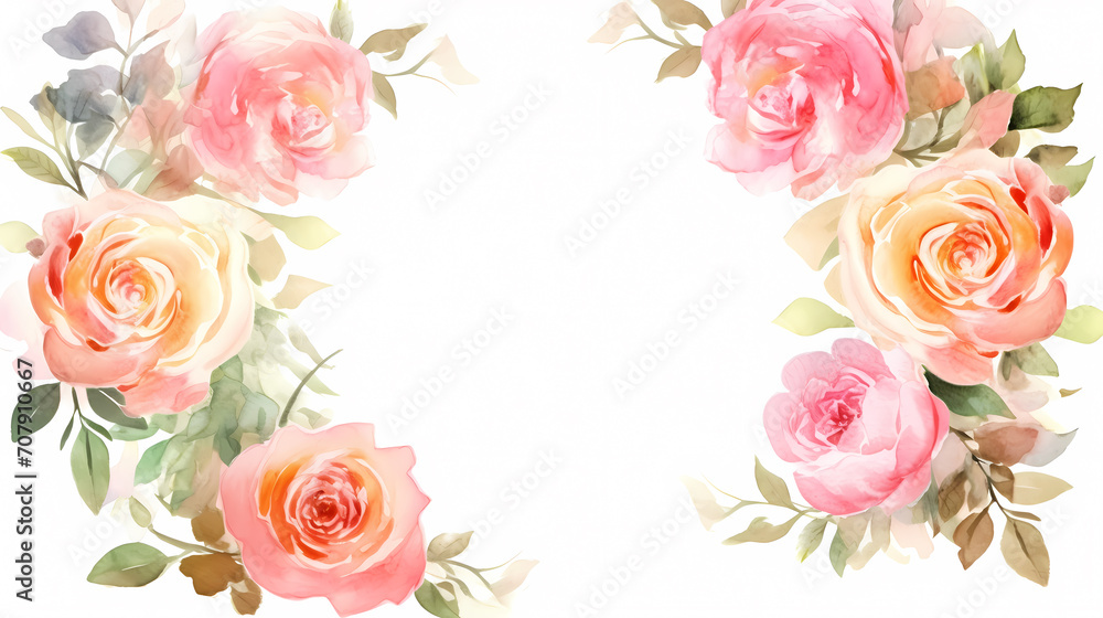 Empty floral frame with copy space for greeting card or invitation design