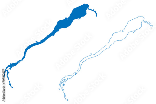 Novosibirsk Lake (Russian Federation, Russia) map vector illustration, scribble sketch Novosibirskoye Reservoir or Ob Sea Dam map