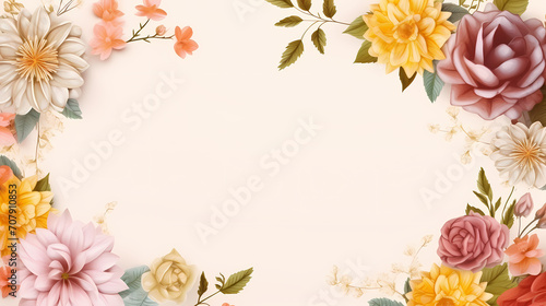 Empty floral frame with copy space for greeting card or invitation design © win