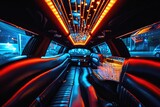 View into a stretch limousine ready for a party.