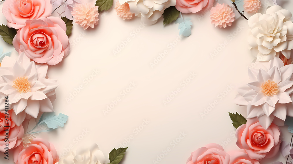 Empty floral frame with copy space for greeting card or invitation design Empty floral frame with copy space for greeting card or invitation design