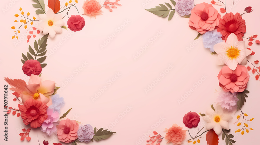 Empty floral frame with copy space for greeting card or invitation design Empty floral frame with copy space for greeting card or invitation design