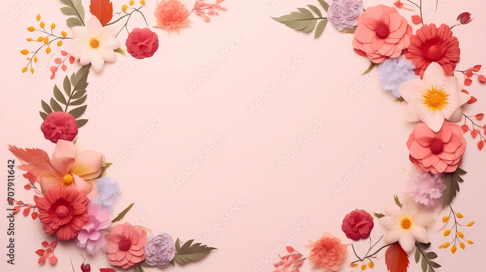 Empty floral frame with copy space for greeting card or invitation design