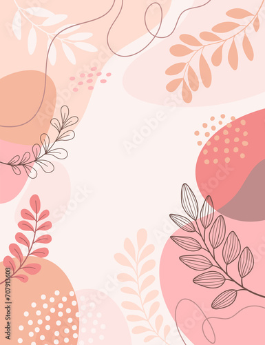 Design banner frame background .Colorful poster background.branches,art print for beauty, fashion and natural products,wellness, wedding and event.