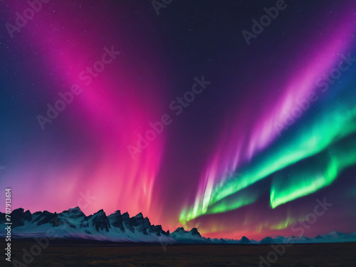 A surreal sky scene where traditional aurora borealis colors are replaced with a spectrum of neon - generated by ai © CarlosAlberto