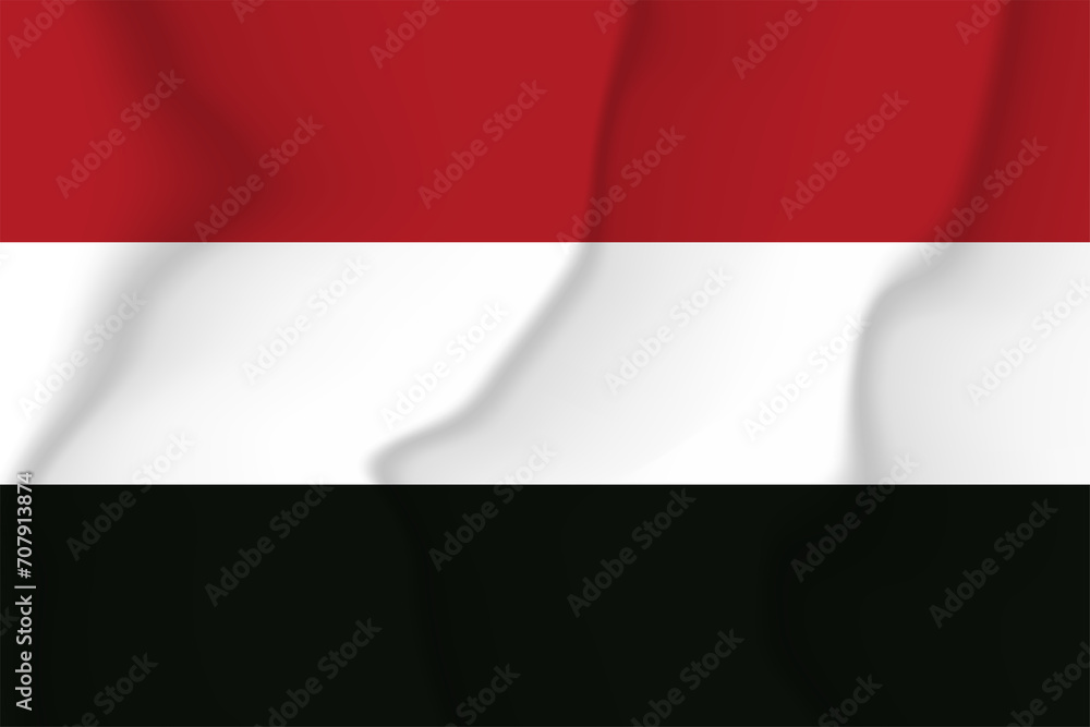 The national flag of Yemen. Silk flag. Vector illustration in EPS 10 format