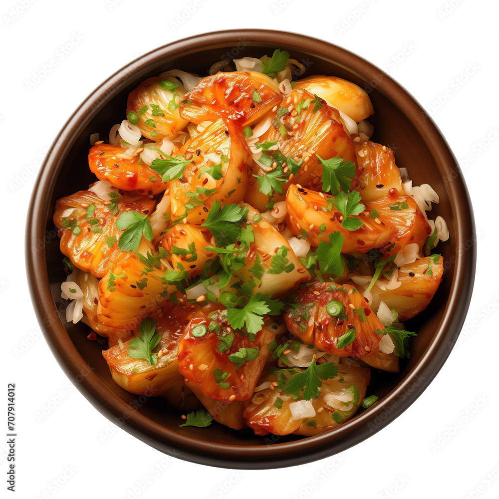 Bowl of rice noodles with kimchi isolated on transparent background Bowl of rice noodles with kimchi isolated on transparent background