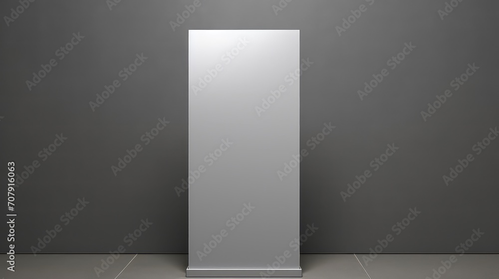 Blank white Rollup banner mockup on grey background Blank white Rollup banner mockup on grey background