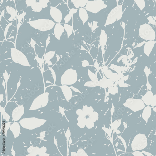 Seamless graphic pattern with hand drawn flowers for surface design and other design projects