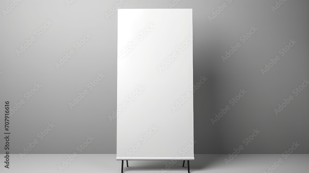 Blank roll up banner stand in grey room. Blank roll up banner stand in grey room.