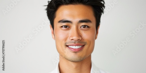 close-up portrait of an asian man Generative AI