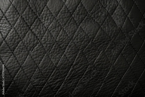 Real black leather texture. Natural cattle skin material. photo