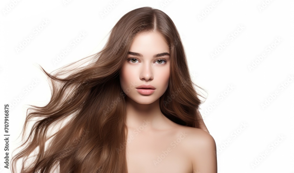 Brown hair, against white background. Brown hair, against white background.