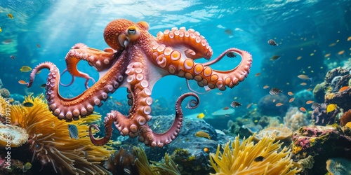 octopus underwater in the ocean Generative AI
