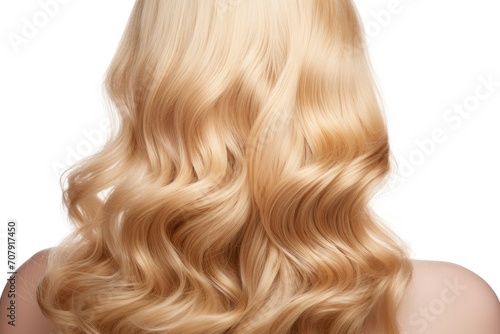 Beautiful, healthy, blond hair on white background. Hairstyling, coloring, extensions, treatment concept.