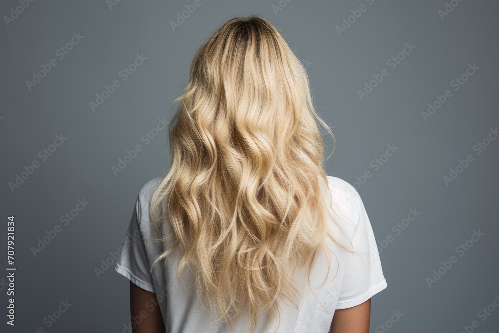 Naklejka premium Blond hair viewed from behind, with waves.