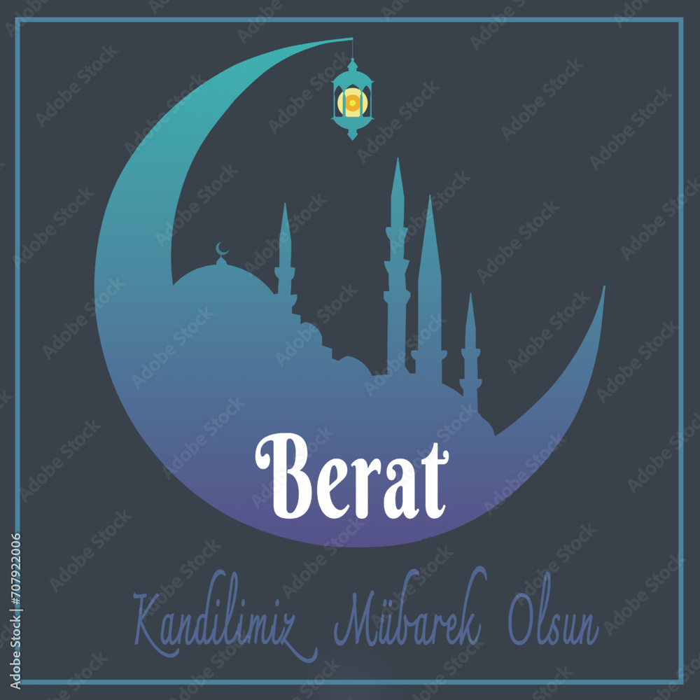 Berat Kandilimiz Mubarek Olsun. Berat Kandili. Muslim holiday, feast. Islamic holy night concept vector. Berat Kandilimiz Mubarek Olsun. Berat Kandili. Muslim holiday, feast. Islamic holy night concept vector.
