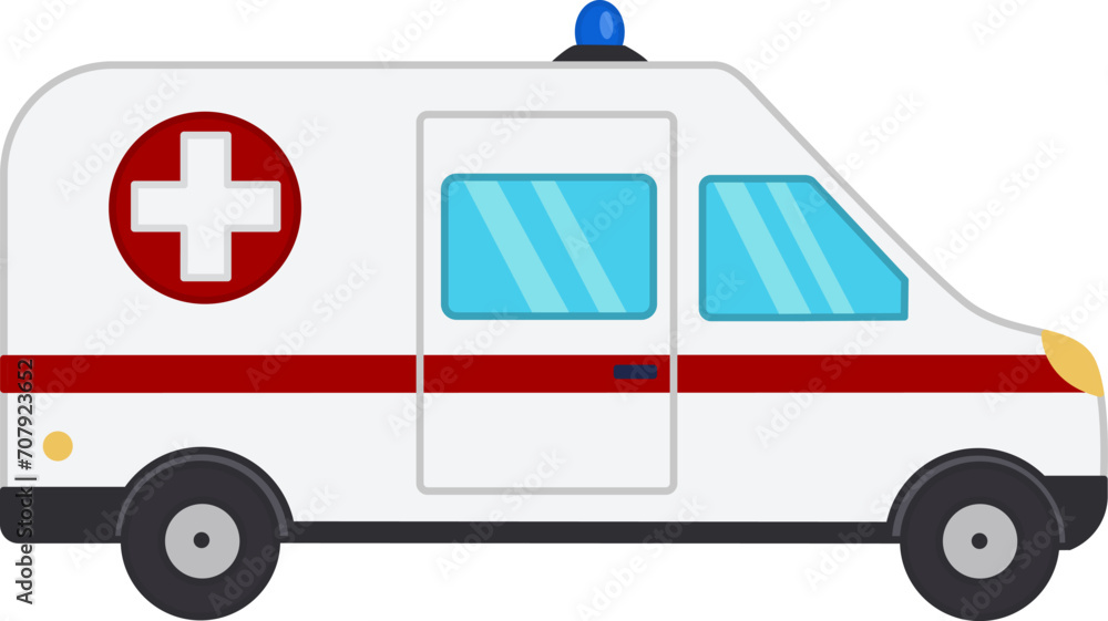 Αυτοκόλλητο Cartoon Ambulance. Medical Car. Vector illustration