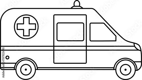 Ambulance for Coloring Pages. Medical Car. Vector illustration