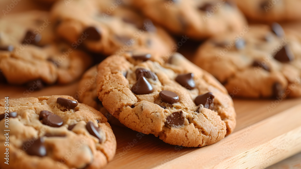 Stack of Homemade Chocolate Chip Cookies Close-Up Stack of Homemade Chocolate Chip Cookies Close-Up