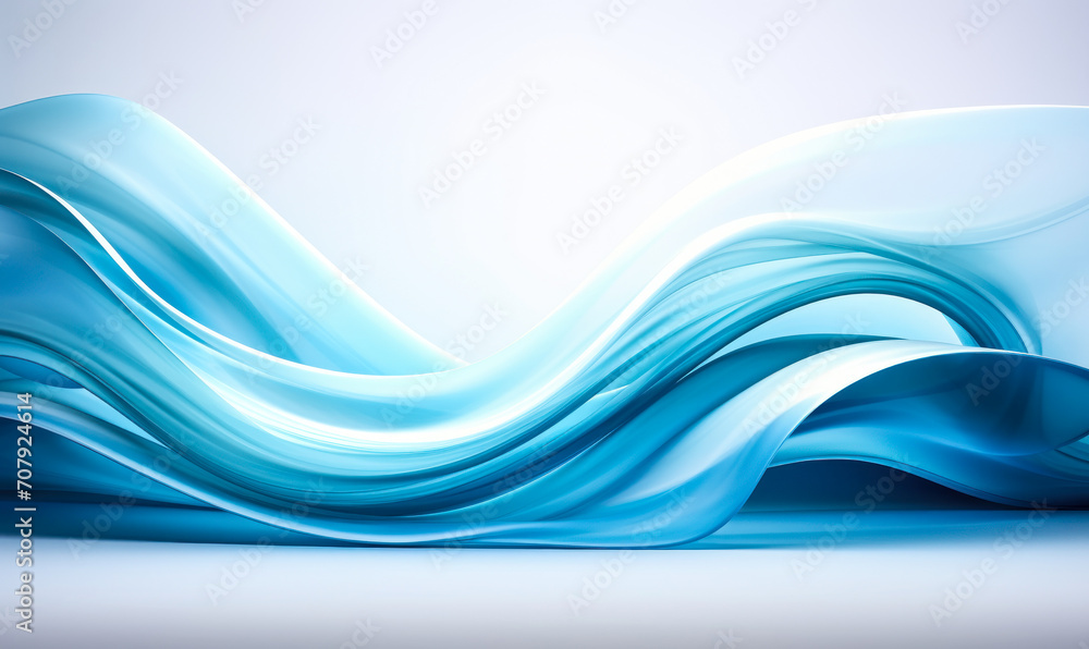 Fototapeta premium Abstract Blue Wavy Design on White Background, Modern Fluid Art Concept, Dynamic Smooth Lines, Digital Wave Illustration