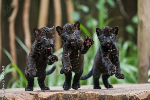 The whimsical glee of Panther cubs in a moment of pure joy