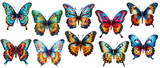 Set of colorful Butterflies Clipart Sticker, generated ai