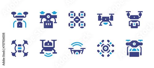 Drone icon set. Duotone color. Vector illustration. Containing drone, drone delivery.