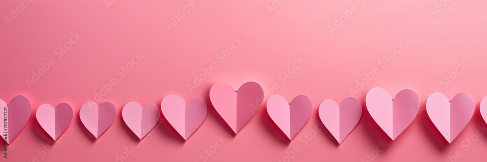 pink background with hearts, Valentine's Day, love, banner	

