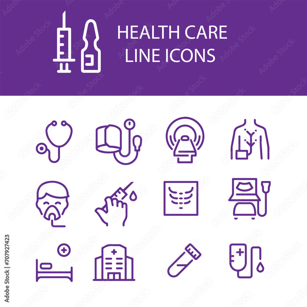 Healthcare and medicine line vector icons set