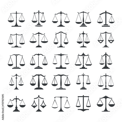 Scales. Vector balance scales set. Symbol for Justice. Attorney services  lawyer  logo design inspiration.