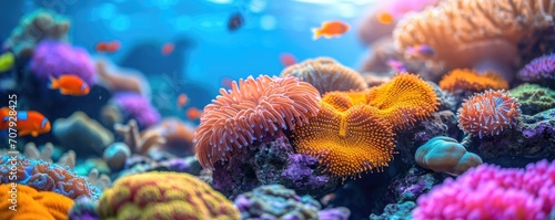 Underwater view of tropical coral reef with fishes and corals. Beautiful marine life  abstract natural background  gorgeous coral garden underwater  tropical. beauty of wild natu
