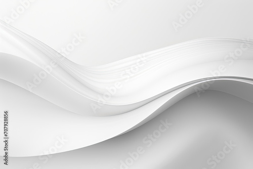 White abstract background with smooth wavy lines. Generative Ai photo