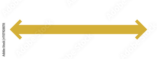 A simple golden double-headed arrow – Minimalist straight arrow isolated on a transparent background