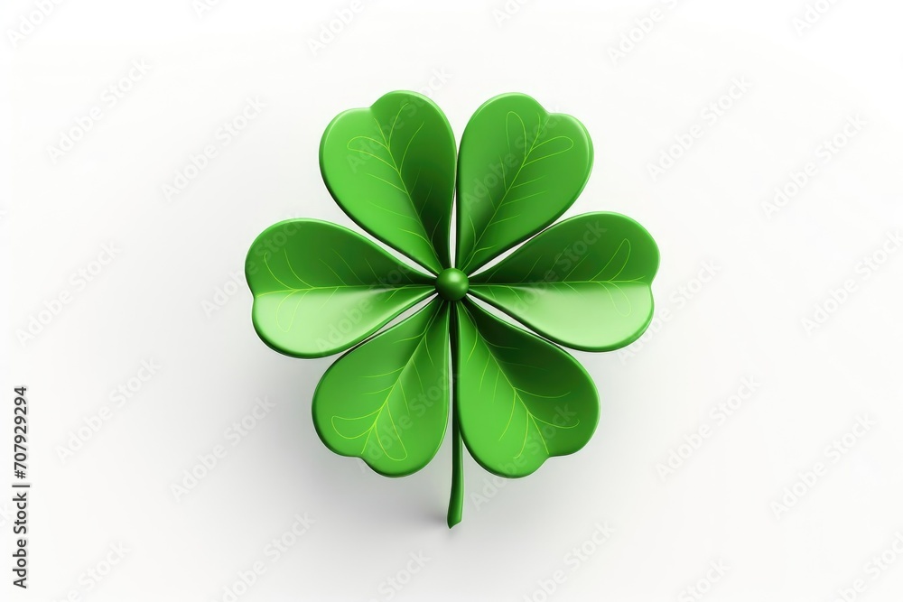 A green clover leaf on an isolated white background. St. Patrick's Day. A green clover leaf on an isolated white background. St. Patrick's Day.