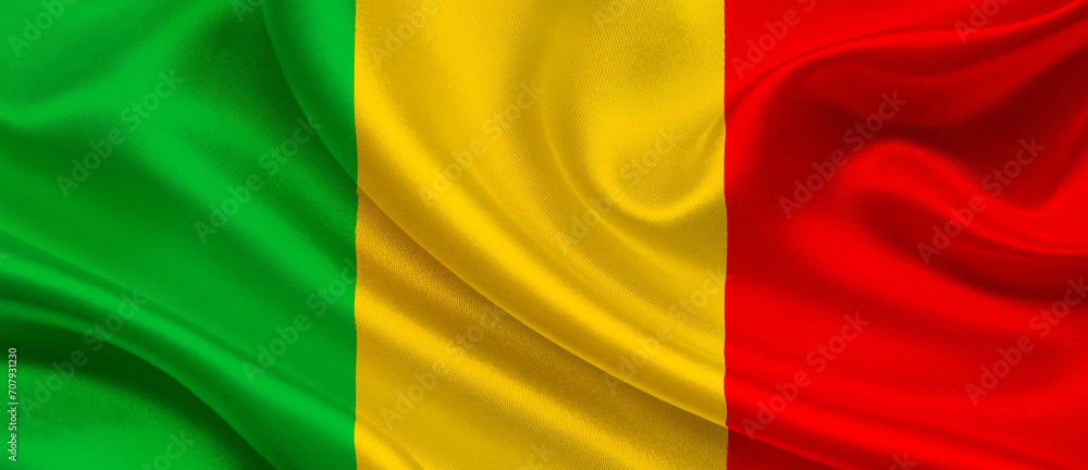 Obraz premium mali national flag textile fabric waving