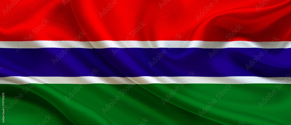 Naklejka premium Gambia national flag textile fabric waving