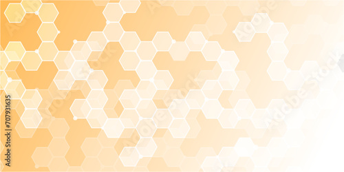 Abstract hexagon background. Futuristic abstract honeycomb mosaic brown technology background. Surface polygon pattern with glowing hexagon paper texture and futuristic business. graphic concept.