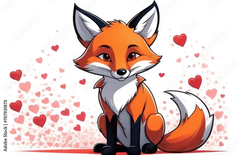 Obraz premium Red fox in on a white background