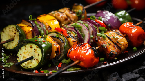 Vegetable kebab from different types of grilled vegetables