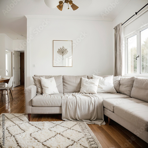 modern living room interior design and white sofa